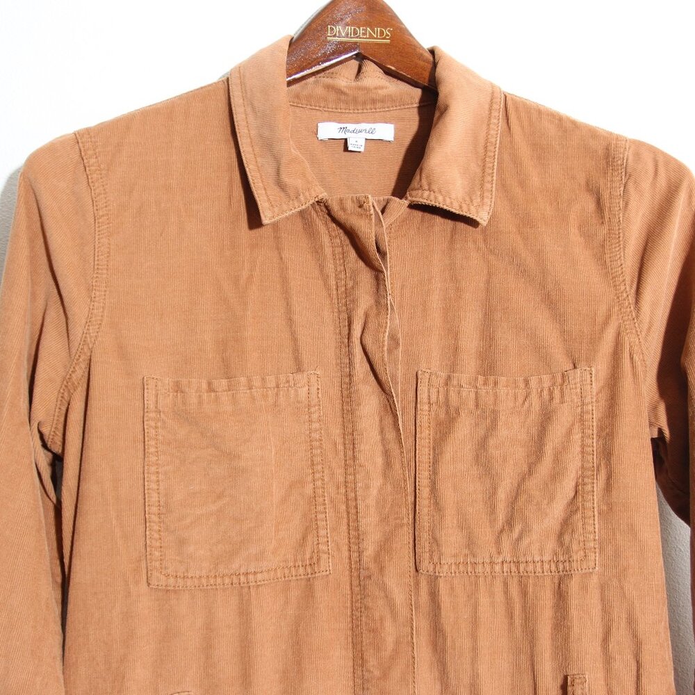 Madewell Corduroy Belted Jumpsuit Coveralls Burnt Sienna Cotton Boiler Suit Sz 6 - Picture 4 of 14